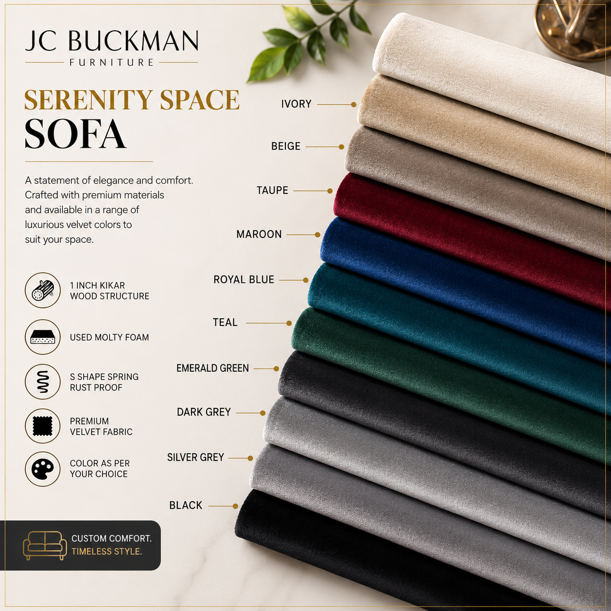 JC Buckman Chill Zone 2 Seater Velvet Sofa (Zen Collection)